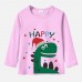 【12M-9Y】Boy Cotton Stain Resistant Christmas Dinosaur Print Long Sleeve Tee