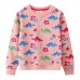 【18M-7Y】Girls Pink Dinosaur Print Long Sleeve Sweatshirt