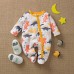 【0M-12M】Unisex Baby Dinosaur Print Long Sleeve Romper