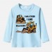 【12M-9Y】Boy Cotton Stain Resistant Bulldozer Print Long Sleeve Tee