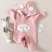 【0M-9M】Baby Girl Pink Thick Cloud Embroidered Long Sleeve Hooded Romper