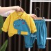 【9M-4Y】2-piece Boys Dinosaur Embroidered Long Sleeve Shirt And Pants Set