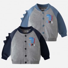 【18M-9Y】Boys Casual Dinosaur Print Sweatshirt Cardigan