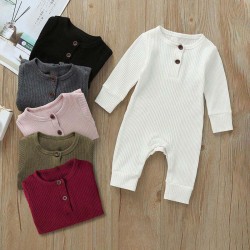 【3M-3Y】Baby Multicolor Long-Sleeved Pit Strip One-Piece Romper - 4504